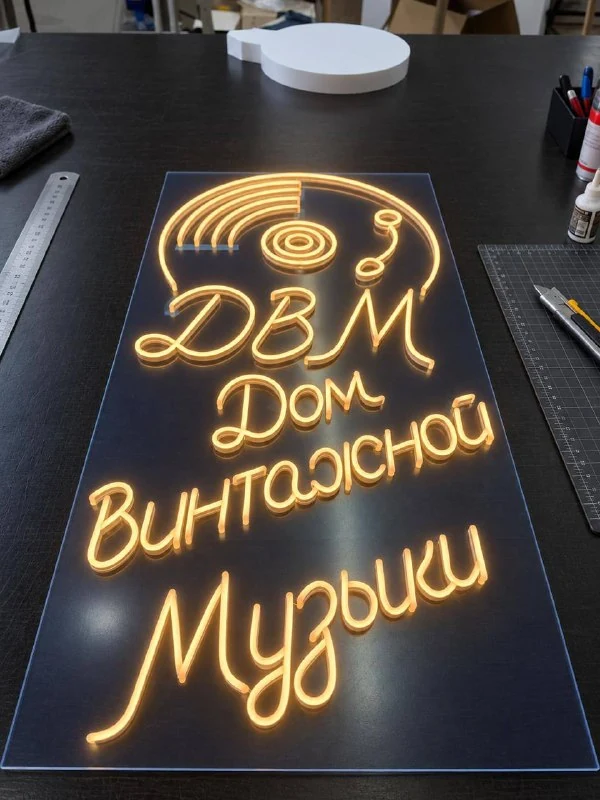 Неоновый логотип «Дом винтажной музыки»